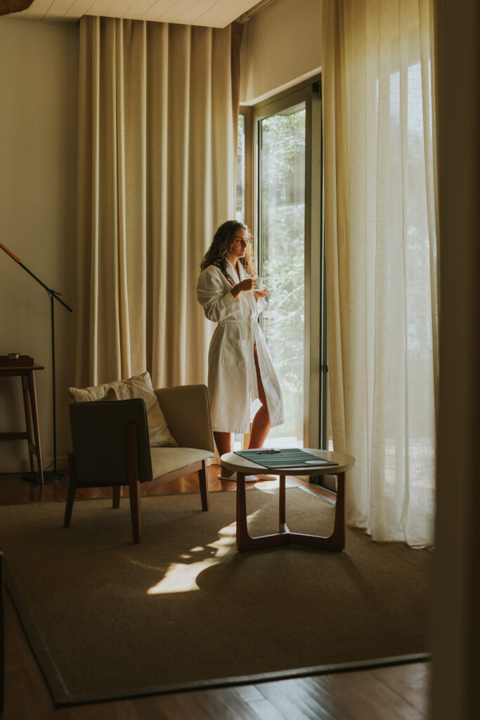  A hotel guest enjoying an organic tea